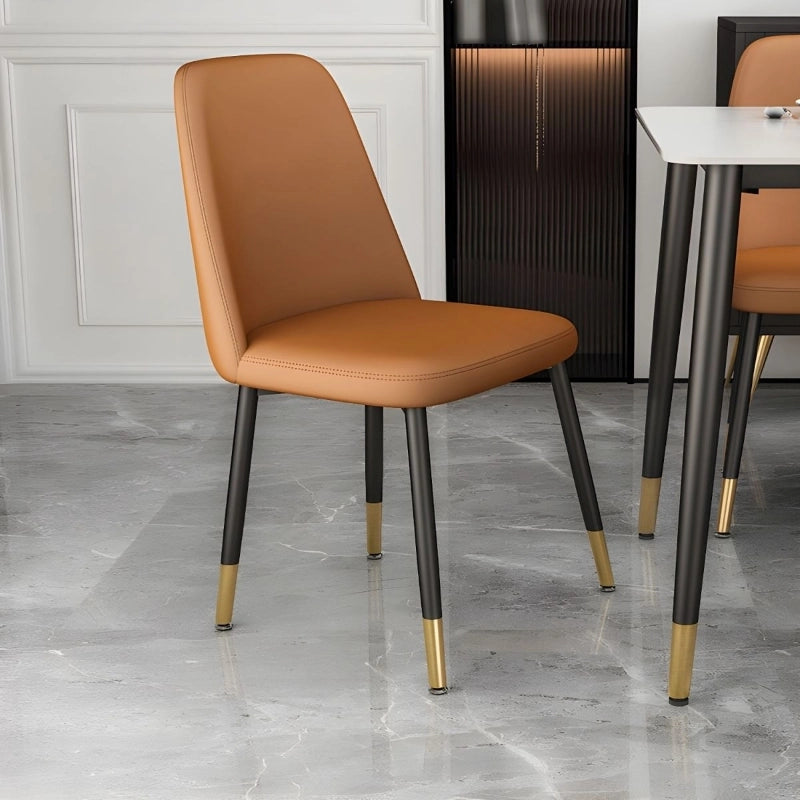 Full view of tan chair photo, dining room chairs, kitchen chairs, minimalist shape.
