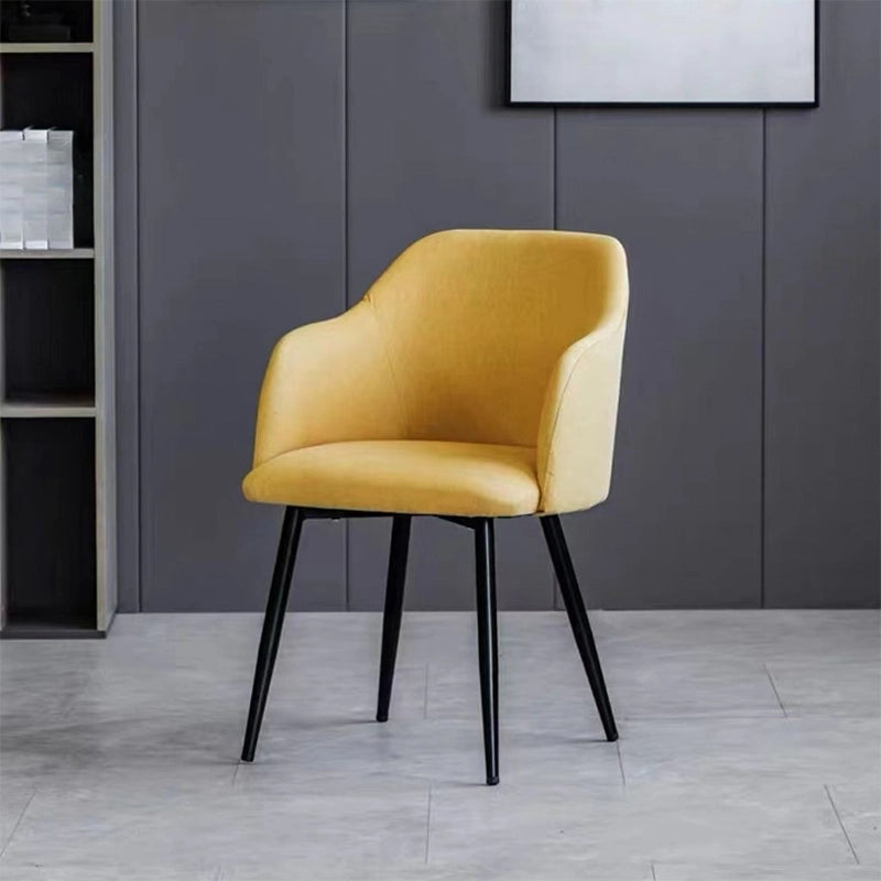 Mustard yellow upholstered cushion with tapering leg base, kitchen chairs, dining chairs set of 4, stitched edges