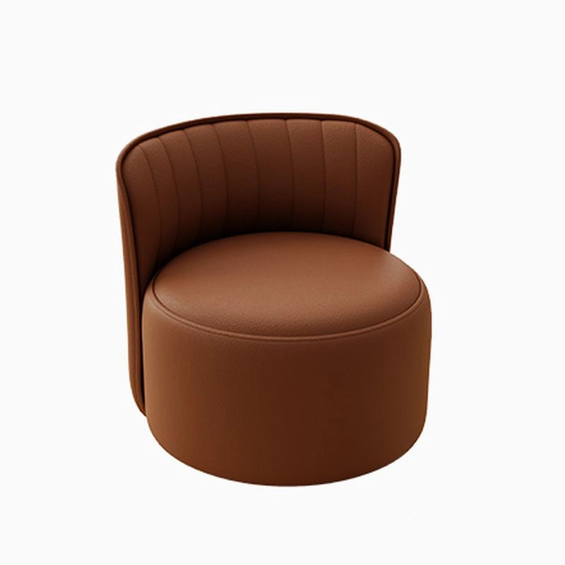 Brown faux leather pouffe stool with subtle curve design, footstools and ottomans, pouffe ottoman, Brown