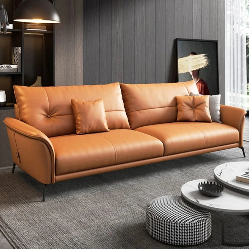 Flared arm designer photo, sofa online, premium sofa, tan brown leather