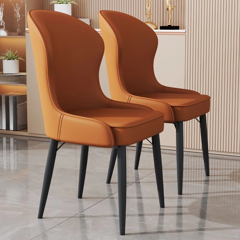 Tapered black metal legs supporting set of 6 dining chairs and kitchen chairs in modern style