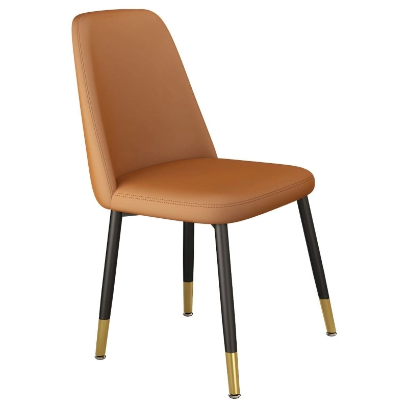  Chair lineup pics showing tan, chair designs, set of dining chairs, black metal legs.