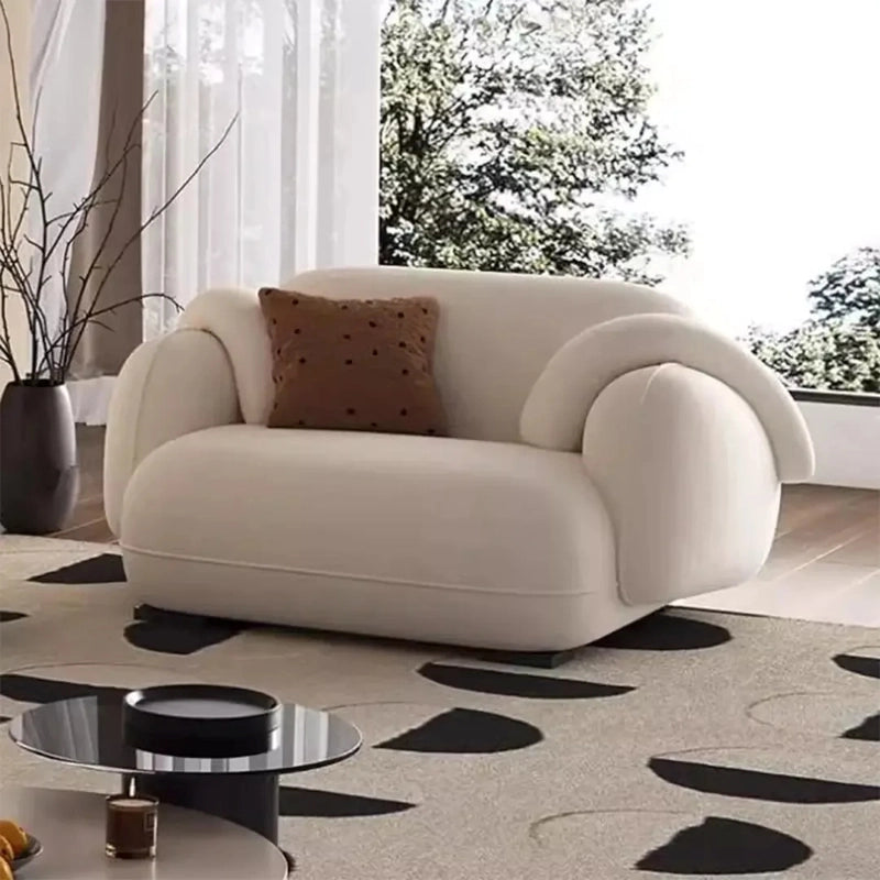  Deep lounge-style seat block close-up, designed sofa set, 1 seater couch, cream fabric