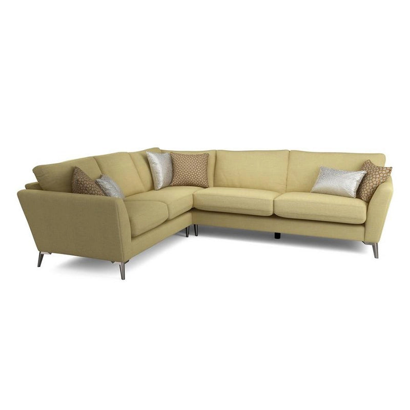 Flared armrest couch with stylish sofa design and Corner shape couch, metal-leg base