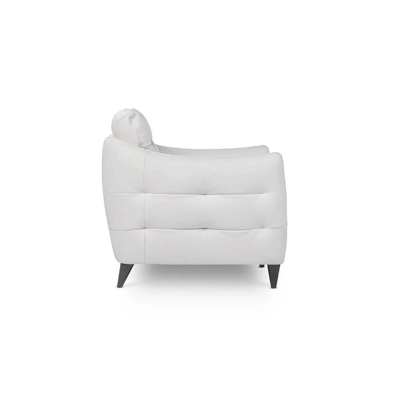 Designed with smooth lines, horizontal tufted detailing, and premium pure leather upholstery, this contemporary sofa design brings elegant comfort to any space.