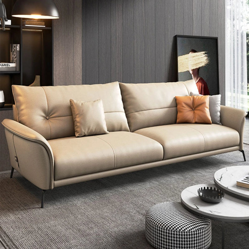 Minimalist leather couch image, sofa set dizain, modern sofa design, beige