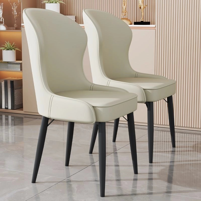 Side profile view of armless kitchen chairs and dining chairs set of 6 in dual-tone fabric