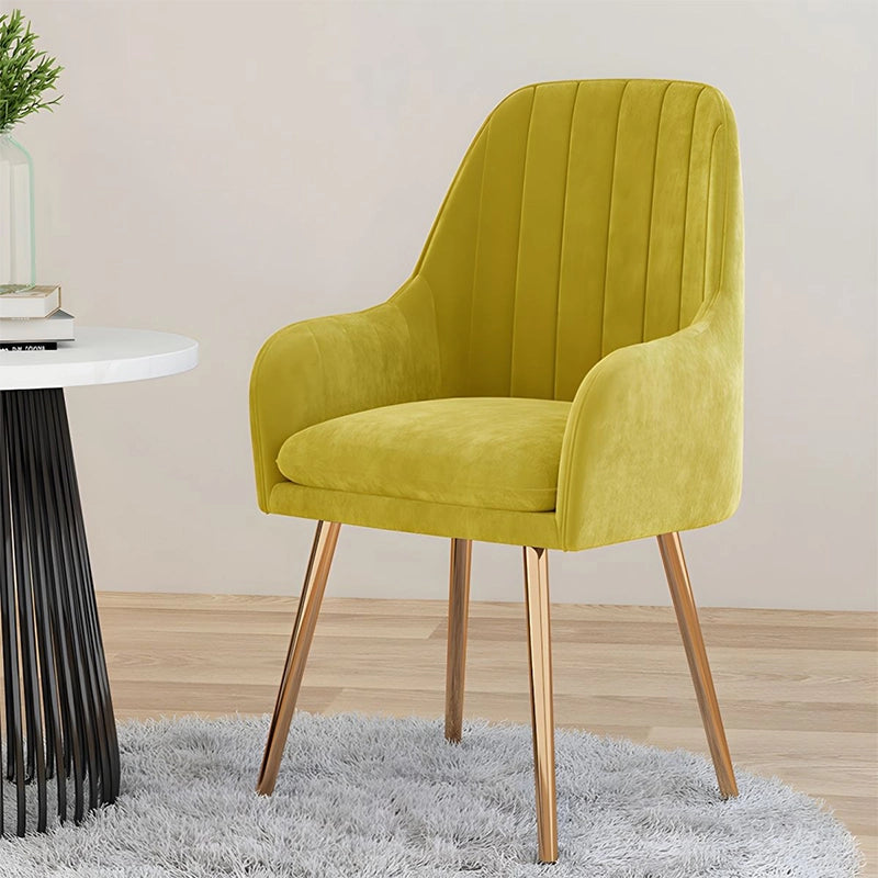 Tapered metal legs and mustard fabric – table chair set, dining chairs, matte black base