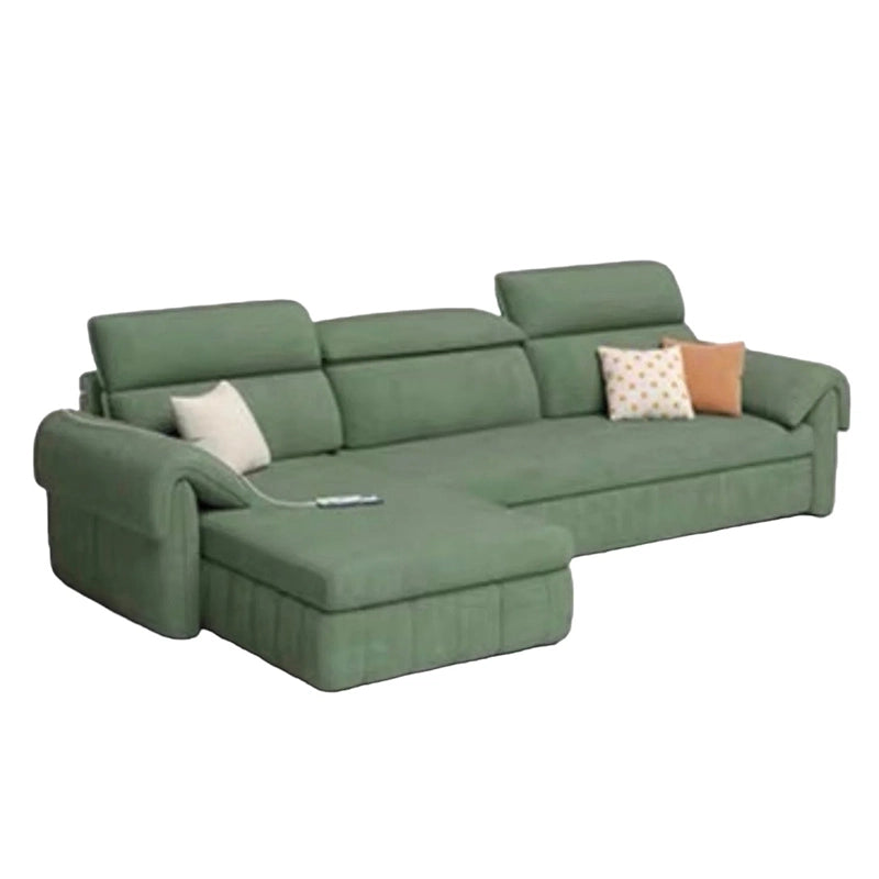 Available in elegant tones like beige, grey, green, and teal, it features adjustable headrests, integrated USB charging ports, and a hidden storage compartment, making it a smart choice for daily use or guest stays.