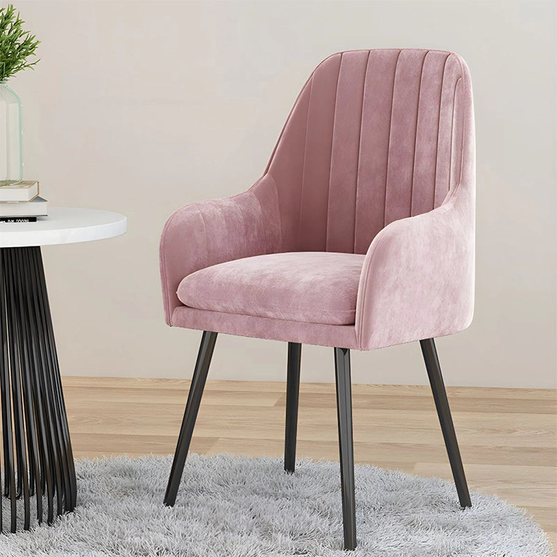Tapered metal legs and velvet fabric – table chair set, dining chairs, matte black base