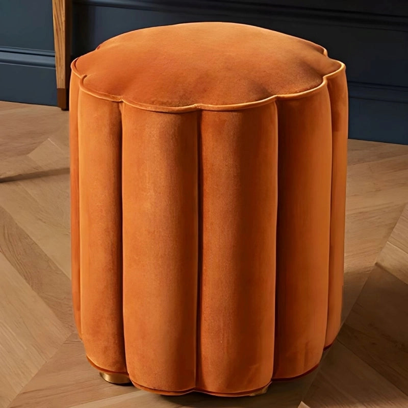 Plush velvet pouf ottoman, living room ottoman, footstools and ottomans, orange