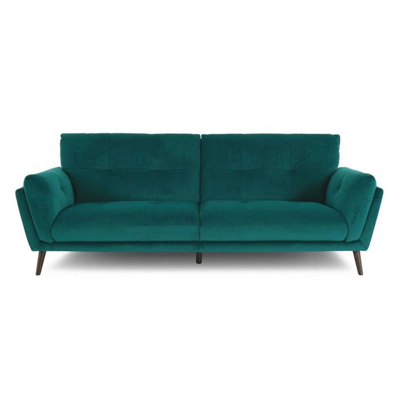 The plush velvet upholstery, combined with grid-pattern tufting, provides a premium feel and balanced support.