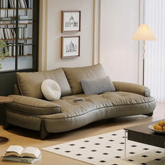Curved leather design with tufted seat – luxury sofa design & pure leather couch, 2 seater