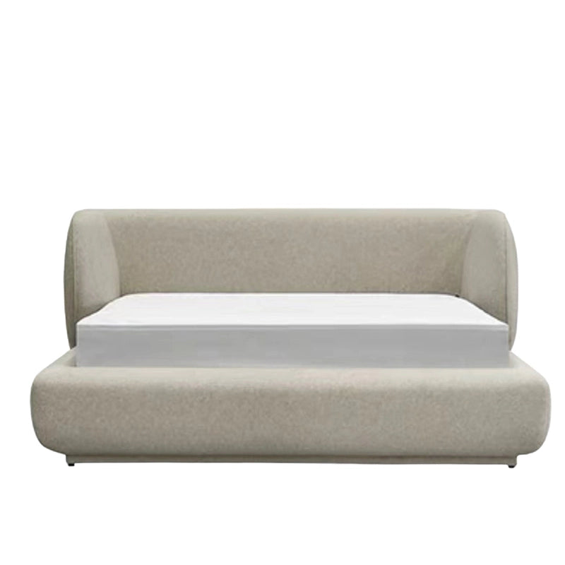 Picture of fully padded bed base with concealed frame and bed online appeal - beige