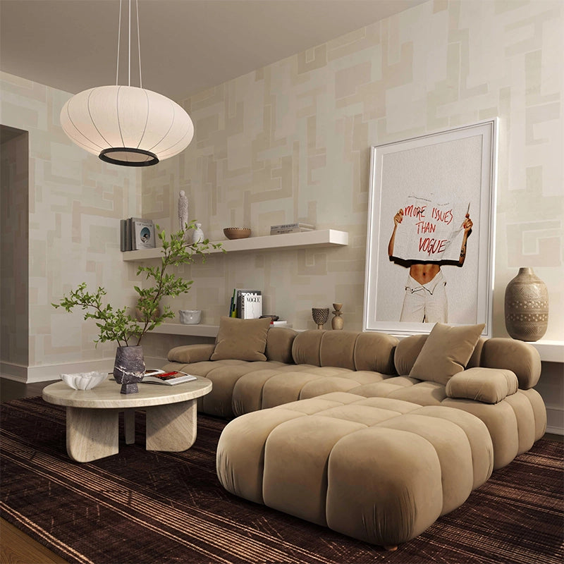 Tufted modular layout with bubble seating – velvet sofa + design sofa set + 5 seater