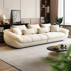  Ivory-beige sofa with plush arms and premium sofa design, 3 seater cloth sofa