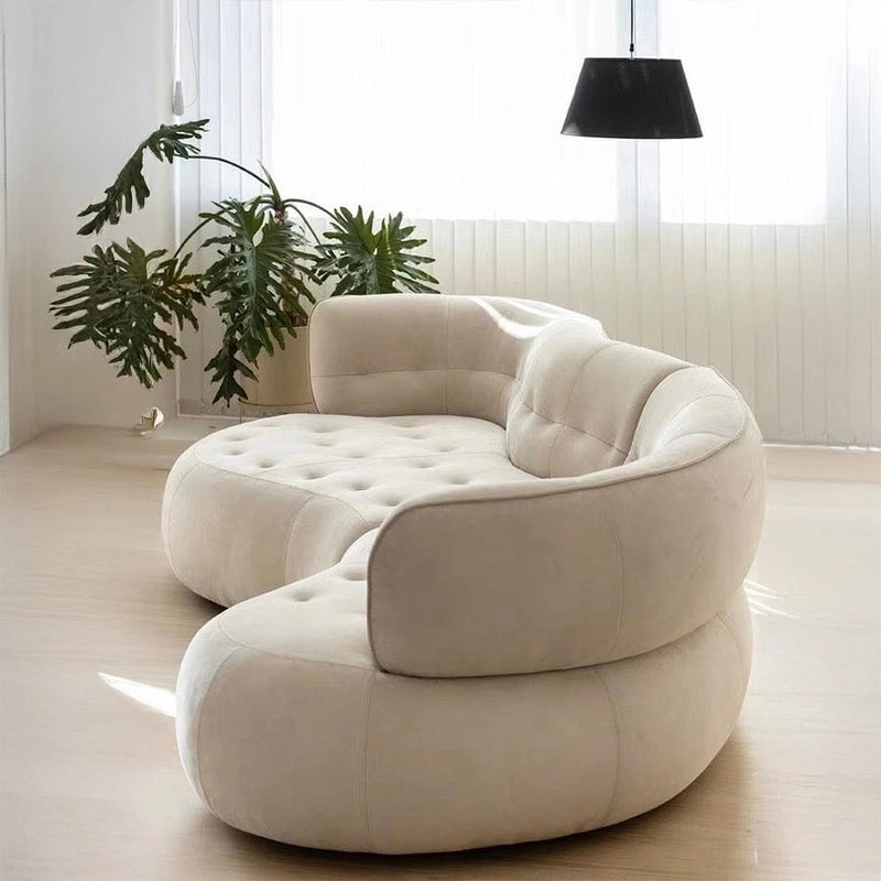  Designer couch image with rounded form + sofa shape l + 4 seater sofa + cream suede