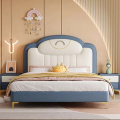 Plush rainbow headboard, Custom Tailored to Order, kids bedroom furniture, faux leather finish