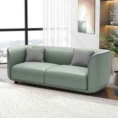  Matte sage green couch with rounded frame, luxury sofa set, contemporary sofa design