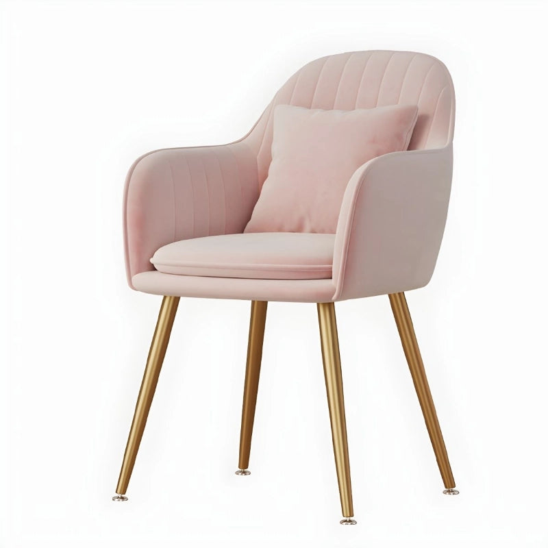 Blush velvet armchair design with curved backrest | chair designs | set of dining chairs - pink