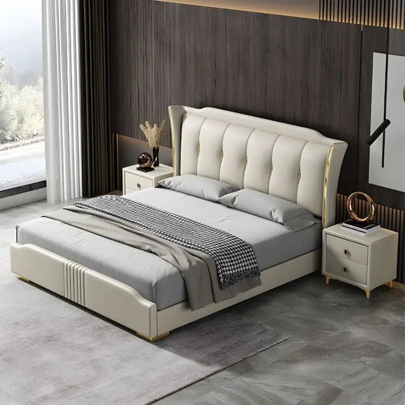 side profile of low bed and cot master bedroom bed design – gold feet