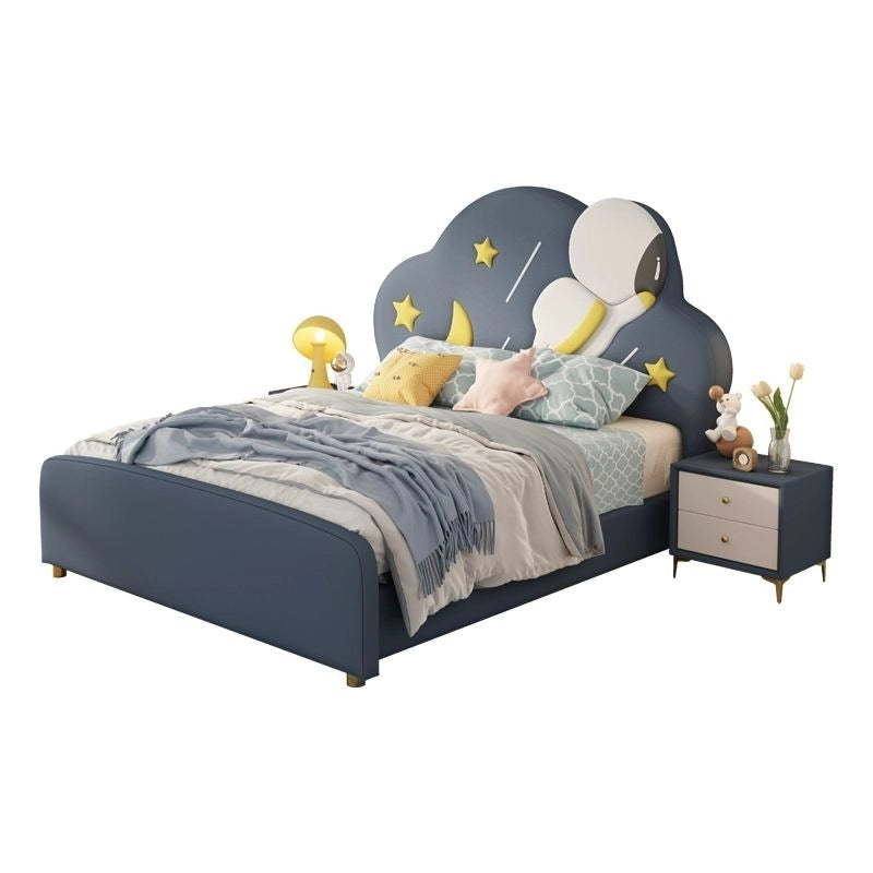  Side view of cloud headboard bed in space theme, children’s bedroom furniture, kids bed