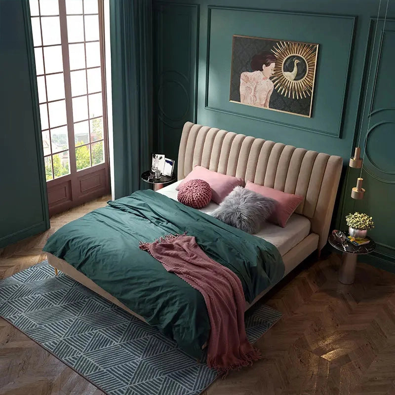  Vertically tufted headboard photo in master bedroom bed design and cot design