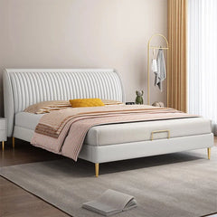  White bed frame with vertical channels Custom Built to Order modern bed design