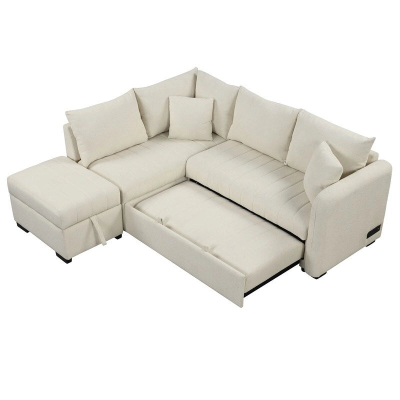  Pull-out bed section of convertible couch bed and sofa cum bed couch in matte texture