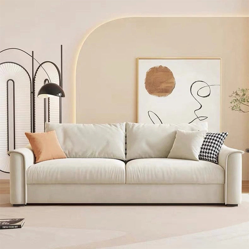 Cream version in folded mode – sofa cum bed design, sofa come bed, modern couch frame
