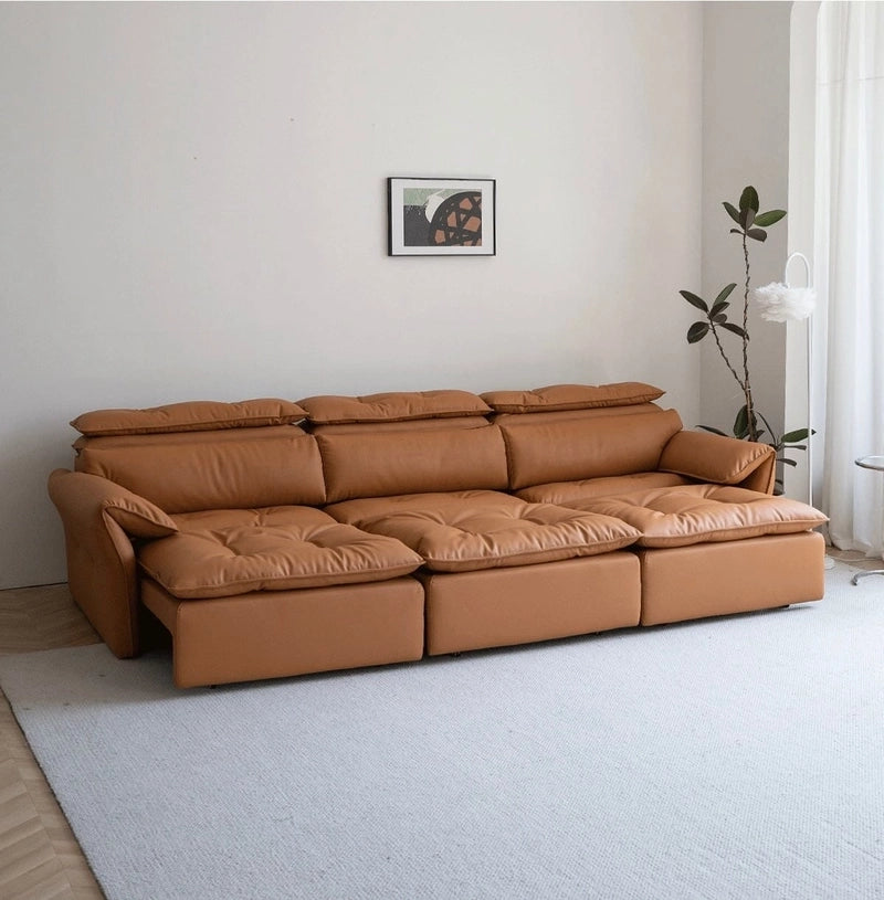 Full-flat layout with manual pull-out base – convertible sofa bed, sleeper sofa, rectangular shape