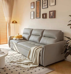  Grey convertible couch bed with horizontal tufting, sofa cum bed design, sofacumbed
