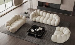 Cloud-like white couch design with no visible legs – stylish sofa design, 3 seater sofa