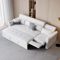  USB armrest detail in faux leather, sofa cum bed design, convertible sofa bed