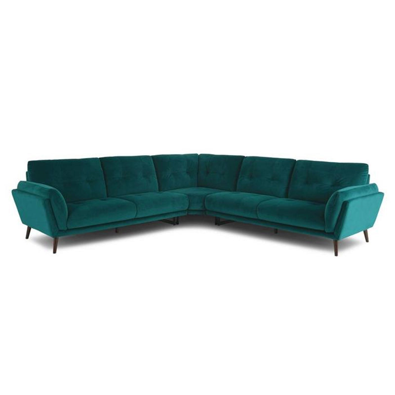 Mid-century silhouette image in teal – fabric sofa, corner sofa set - 2+Corner+2 sofa set