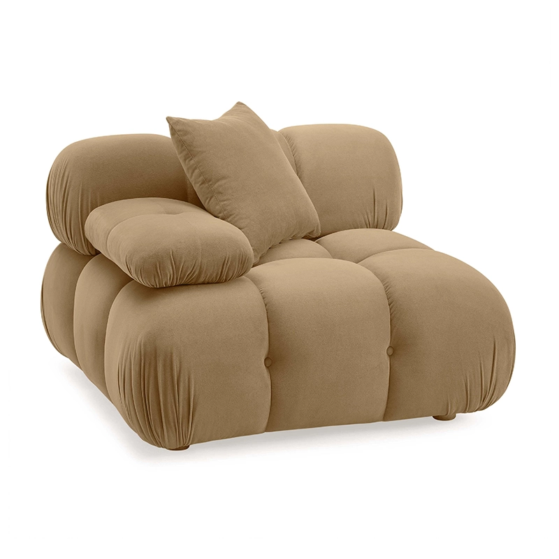 Beige sofa with a pillow on a white background