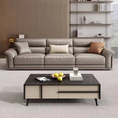 Clean-stitch seam on leather couch armrest – living room sofa set, set sofa design