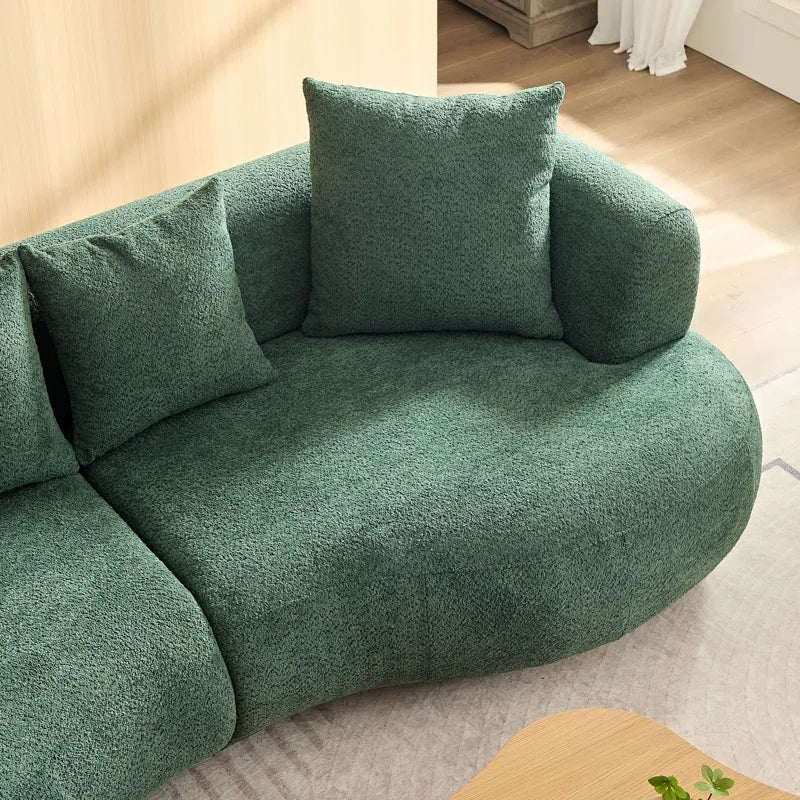  Rounded arm and cushion detail – sofa design, design of sofa, white curved sofa