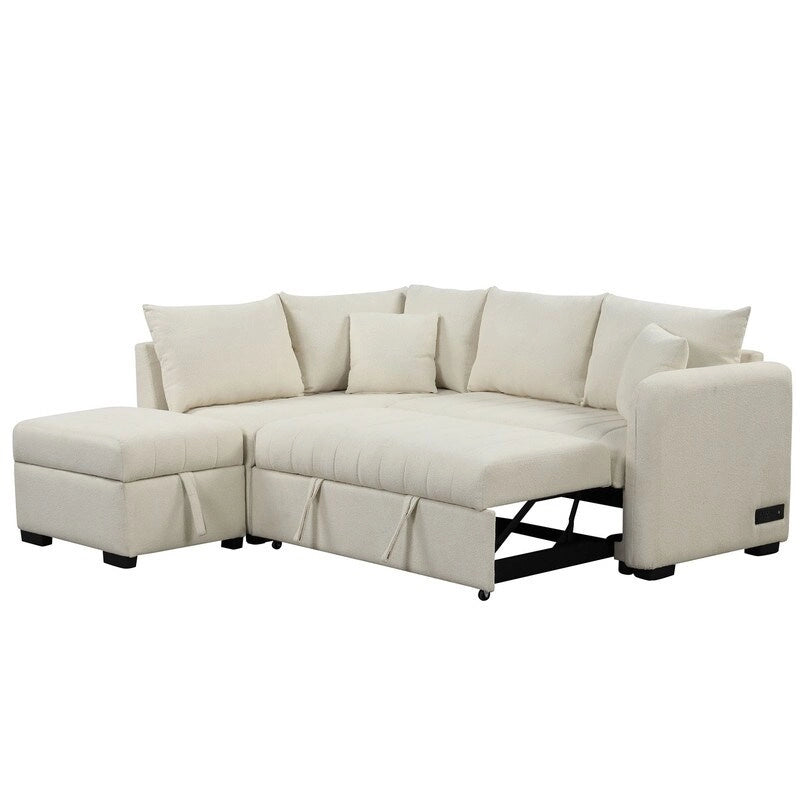 Matching cushions on sofa bed couch with minimalist design and couch sleeper base

