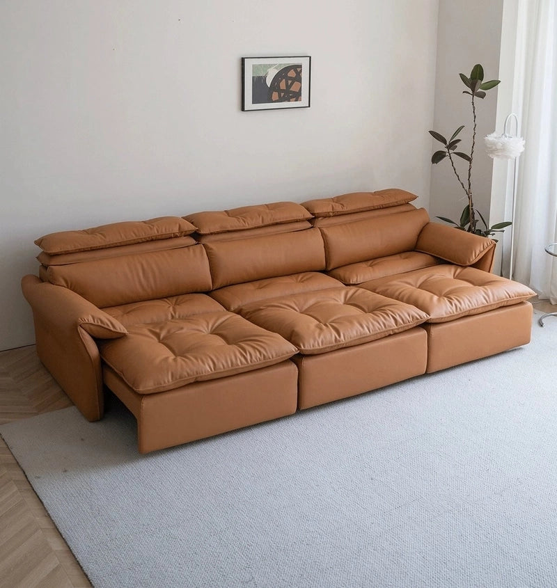 Wide pillow-top armrests with rich padding – sofa come bed, couch bed, 3-seater, faux leather