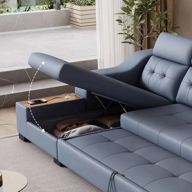  Console arm with cup holder and USB—convertible couch bed, sofa bed design, modern
