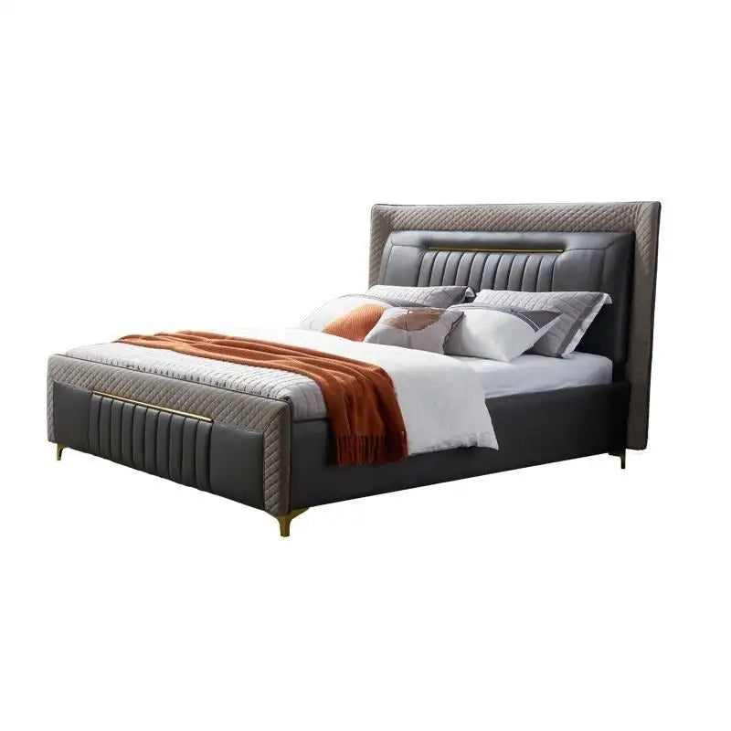 The Alosa upholstered bed from Furnezo showcases a distinct fusion of modern bed design and art deco refinement