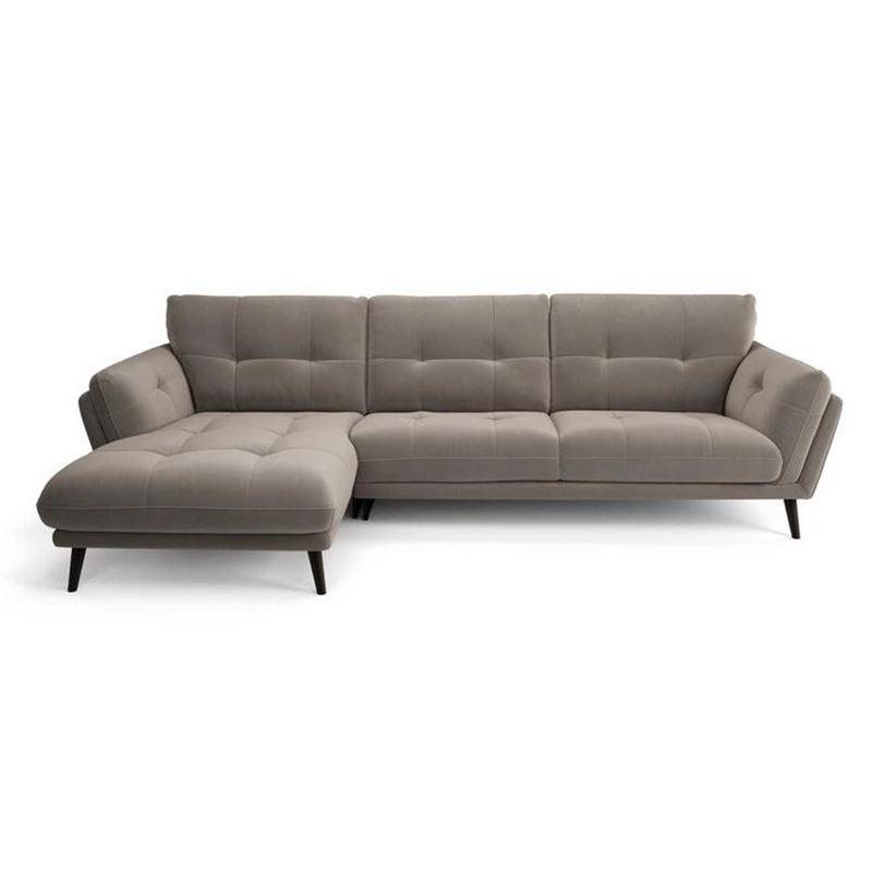 Angled armrest velvet couch set design in steel grey – stylish sofa design, 2+Lounger sofa