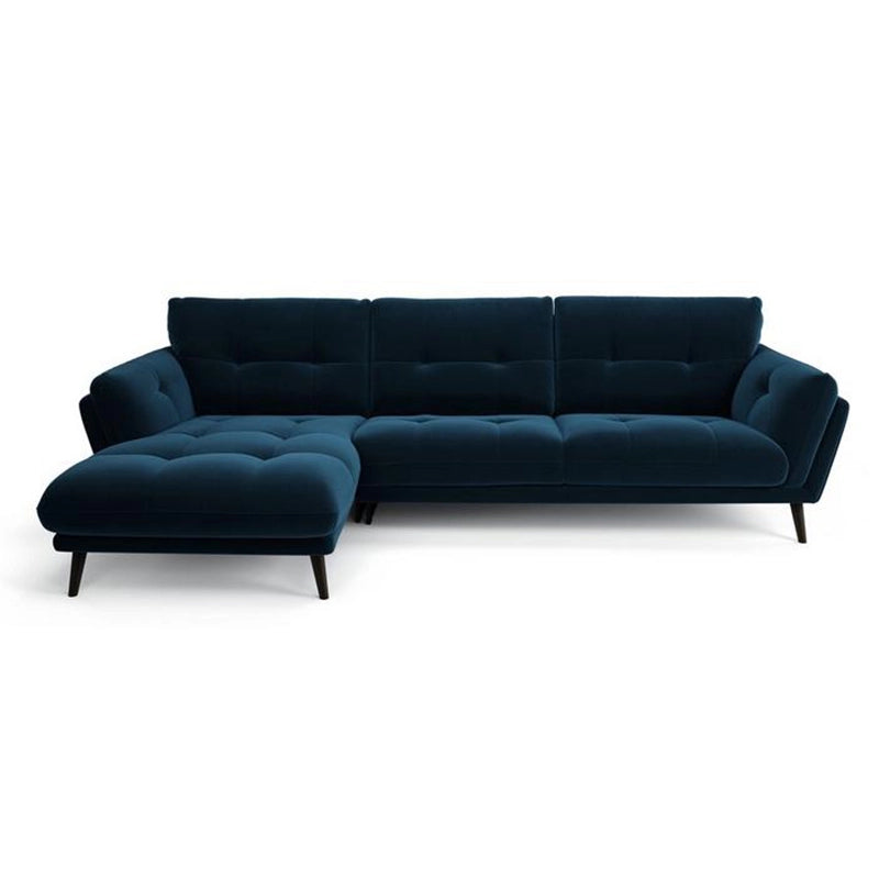  Navy tufted designer sofa pic – modern sofa design, velvet sofa - 2+Lounger Sofa