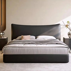 Side view showing ergonomic headrest – bed online, bed frame – queen bed platform