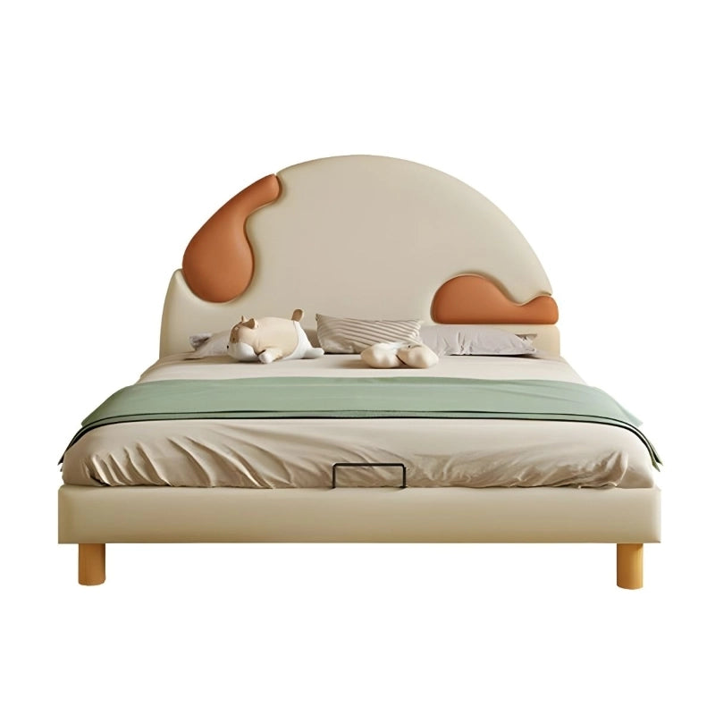 Designed for both style and safety, this bed includes softly padded upholstery and rounded corners, perfect for toddlers and growing kids