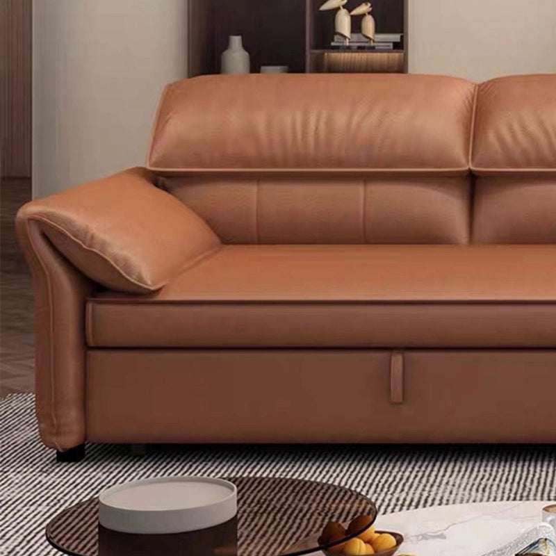 Upholstered in easy-care tan leatherette, it offers pet-friendly convenience and suits compact Indian flats or studio apartments.