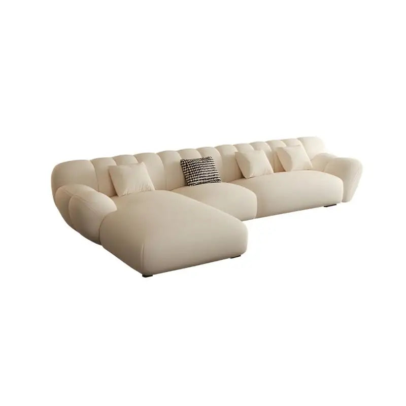 Floating base l shaped sofa beige couch design luxury furniture sofa