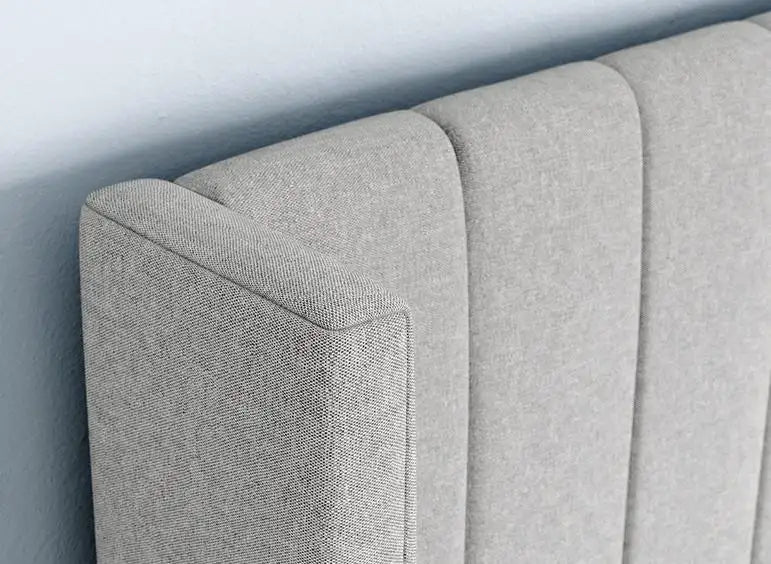 full side profile view – hydraulic bed + bed online light grey fabric