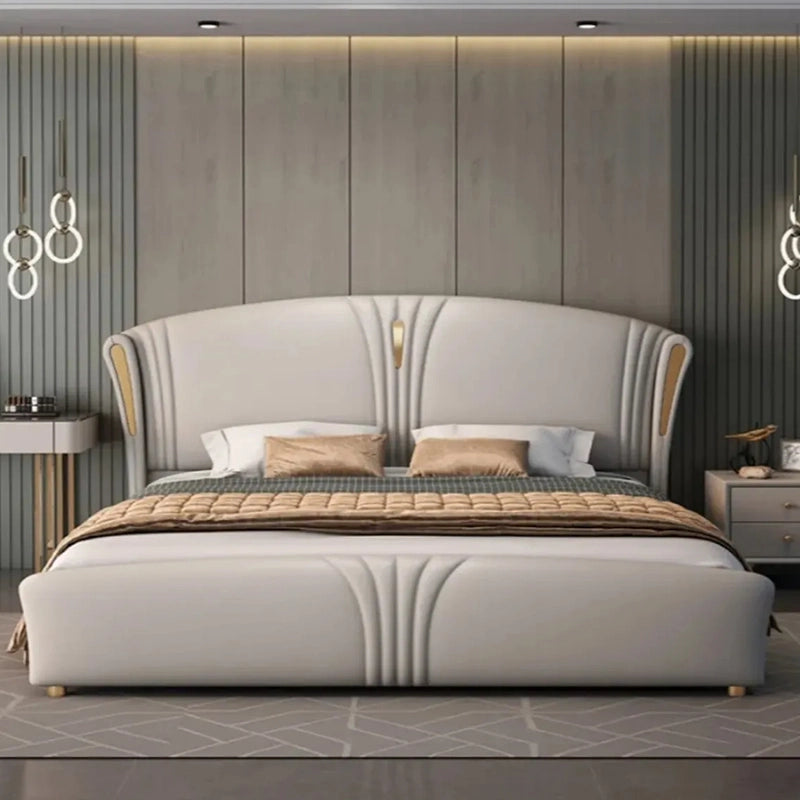 Smooth leatherette texture closeup, modern bed design, bed frame, Nova fabric